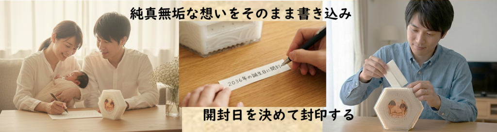 純真無垢な想いをそのまま書き込み、開封日を決めて封印する。